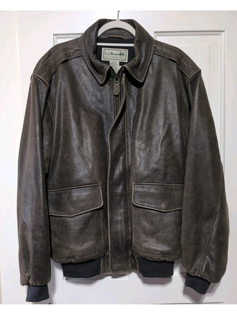 Vtg LL Bean Goatskin Leather Bomber Jacket A2 Flight Men's XL 80s Brown(C)
